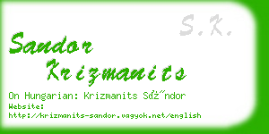 sandor krizmanits business card